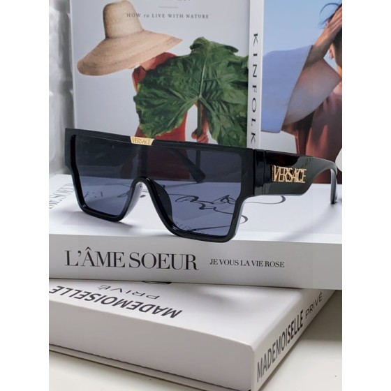 Versace Black Shield Sunglasses with Gold Logo